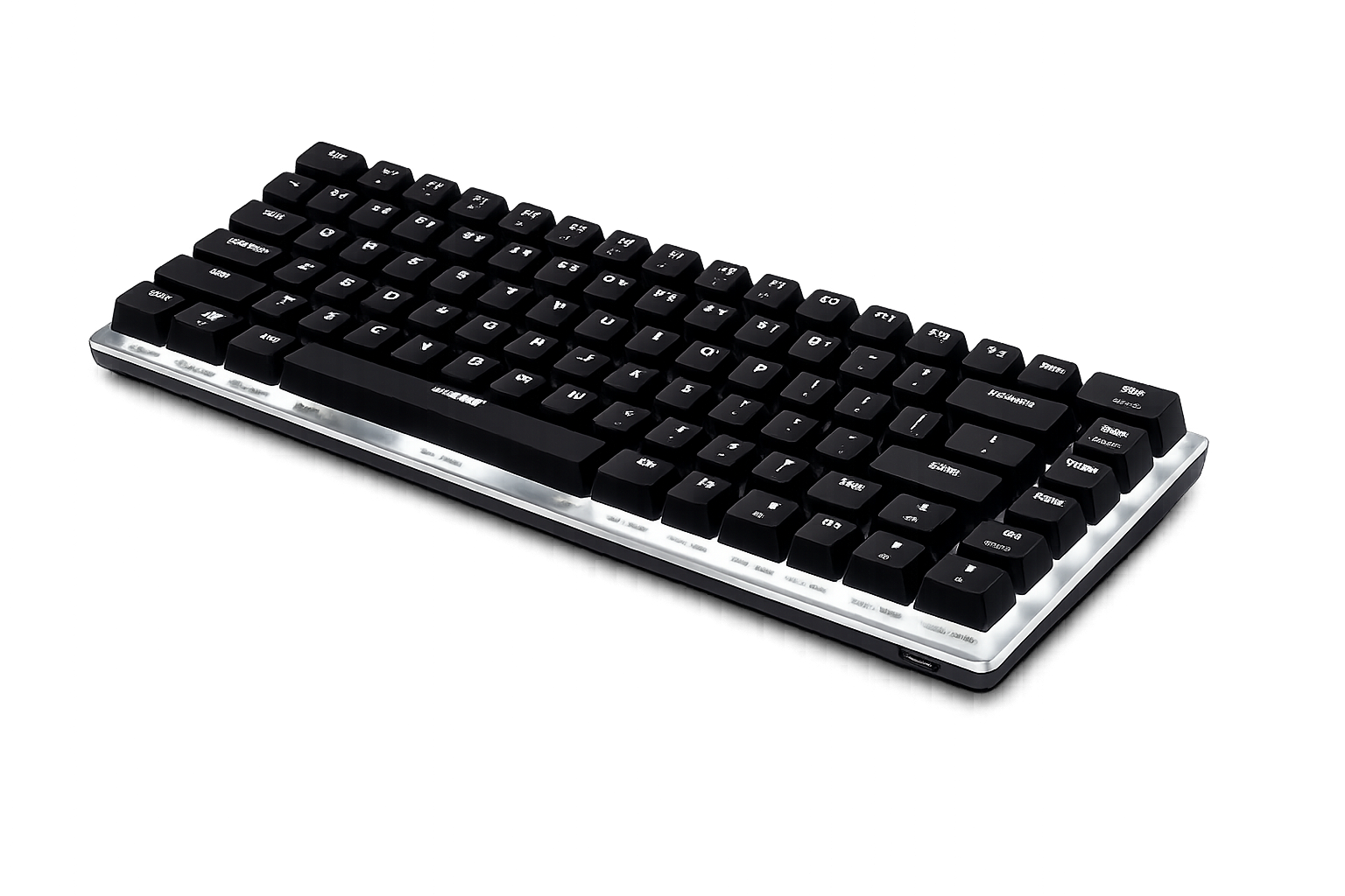 Black keyboard with white frame on a white background