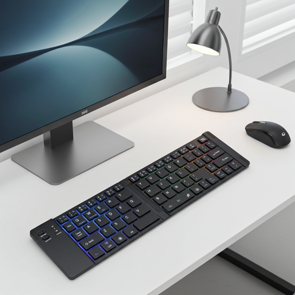 Portable folding Bluetooth keyboard for iPad iPhone and Android tablets - wireless mini keyboard
