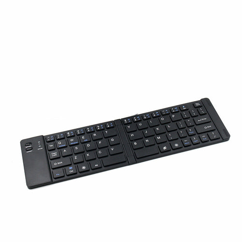 Black foldable Bluetooth keyboard portable wireless design for tablets and phones