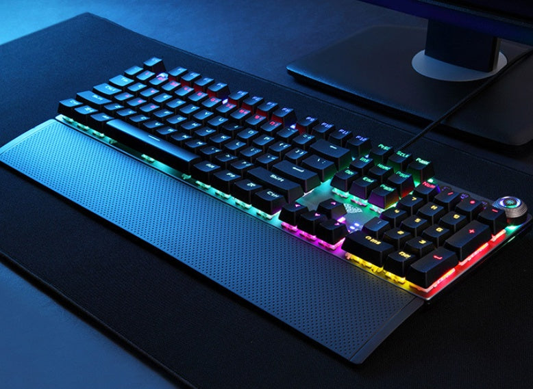 F2088 mechanical gaming keyboard featuring RGB backlit keys and metal frame construction