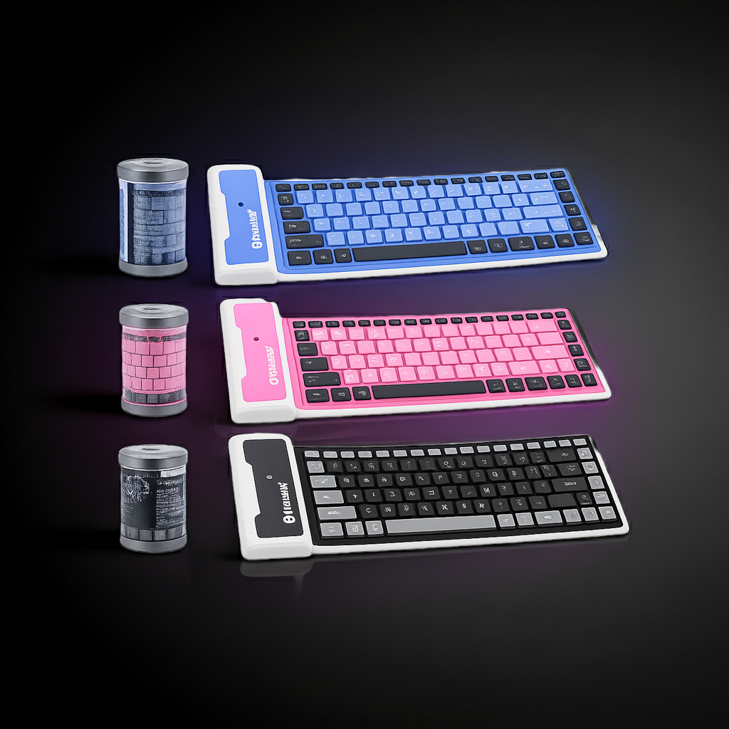 Flexible silicone Bluetooth keyboard - rollable waterproof wireless keyboard for iPad tablet and PC
